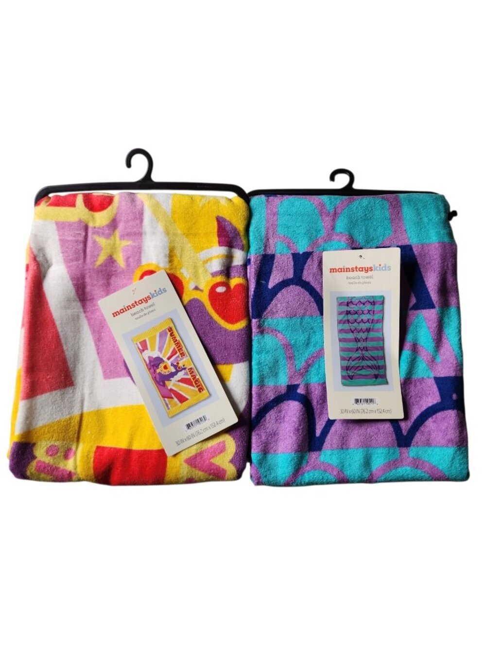 Mainstays Kids Beach Towels Purple Blue Mermaid And Unicorn Summer Pool Towels